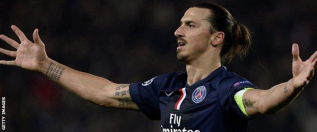 Paris St Germain striker Zlatan Ibrahimovic