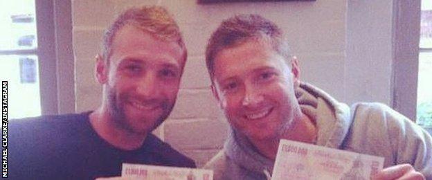 Phil Hughes (left) and Michael Clarke