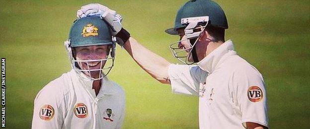Phil Hughes (left) and Michael Clarke