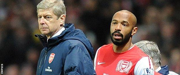 Arsenal manager Arsene Wenger (left) and Thierry Henry