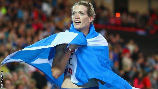 Eilidh Child was second in the 400m hurdles at Glasgow 2014