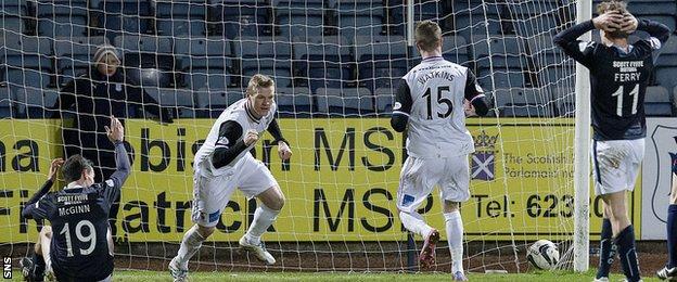 Billy McKay celebrates after scoring for Inverness against Dundee