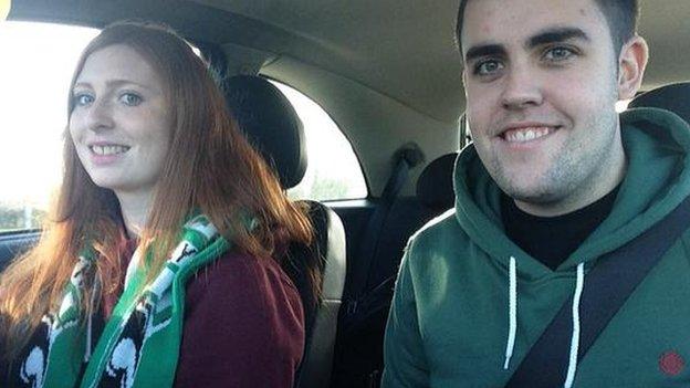 Laura Dodds Blyth fan on way to game