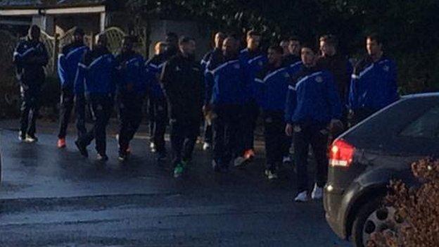 Worcester City team leave hotel