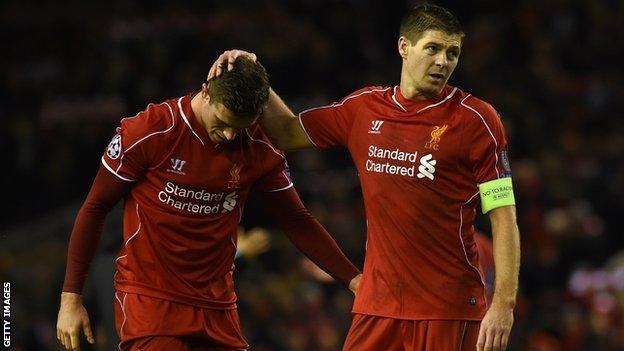 Liverpool's Jordan Henderson and Steven Gerrard