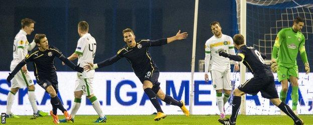 Dinamo Zagreb's Marko Pjaca celebrates putting his side infront.