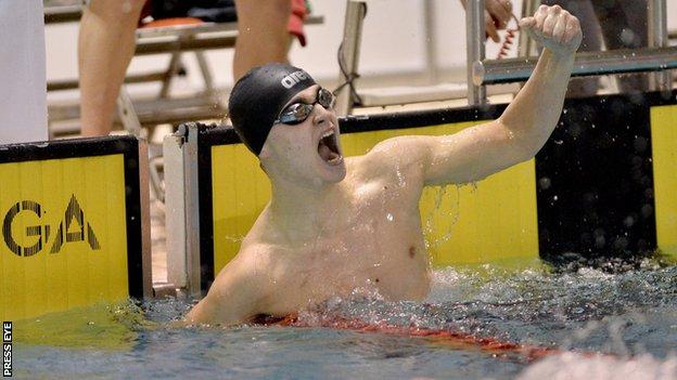 Conor Ferguson after setting his new Irish junior 200m backstroke on Friday