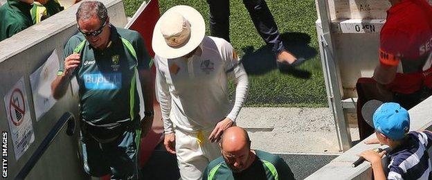 Australia captain Michael Clarke leaves the field