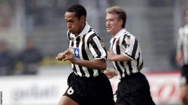 Thierry Henry of Juventus in action during the Italian Serie A match against Udinese on 14th March 1999
