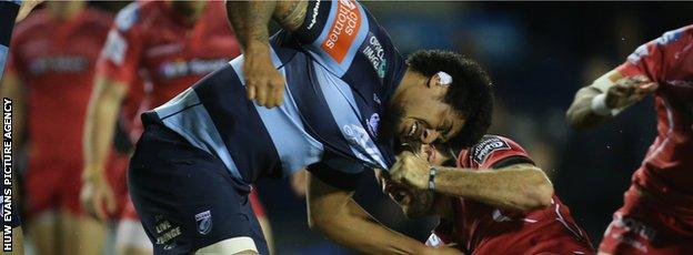 Cardiff Blues lock Filo Paulo and Johan Snyman of Scarlets were sin-binned for a scuffle