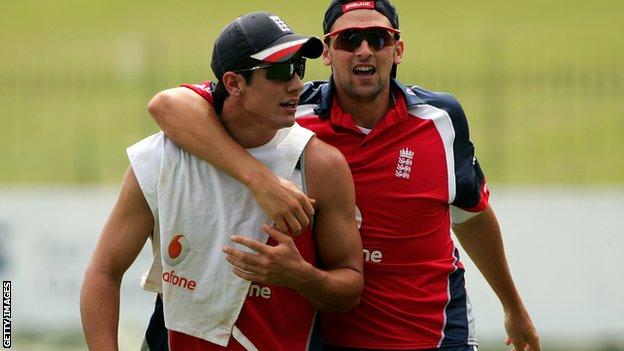 Alastair Cook and Steve Harmison training for England