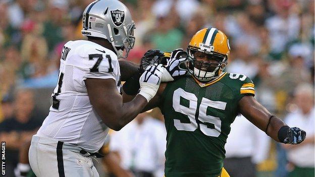 British NFL player Menelik Watson gives match cheque to ill child - BBC  Sport