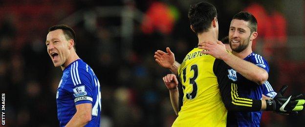 John Terry, Thibaut Courtois and Gary Cahill