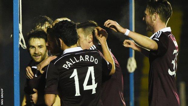 Hearts opened the scoring at Central Park on 25 minutes