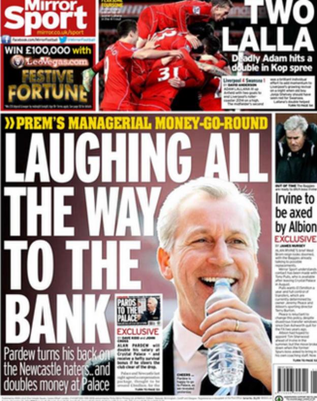 Tuesday's Mirror back page
