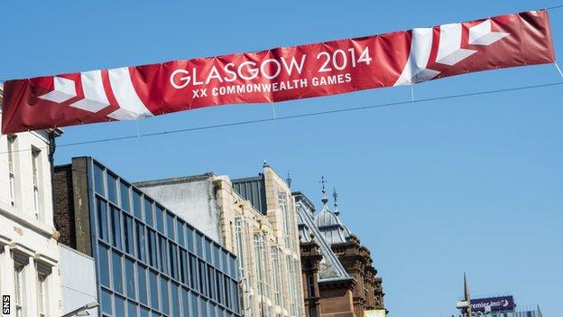 A Glasgow 2014 banner in the city