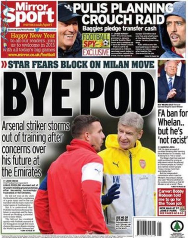 Thursday's Daily Mirror back page