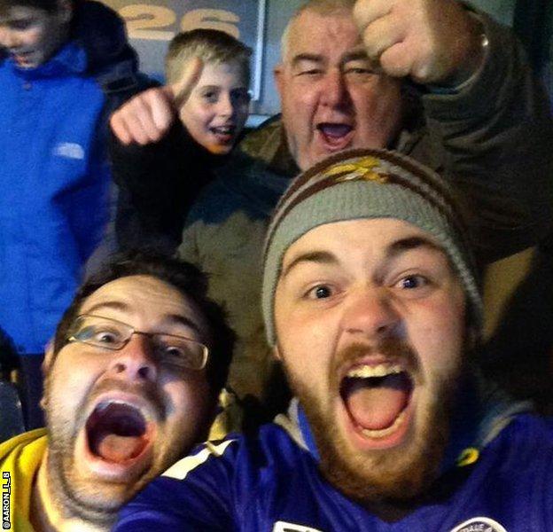 Rochdale fan Aaron and family post match