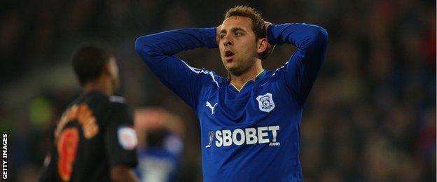 Michael Chopra in action for Cardiff against Reading in 2011