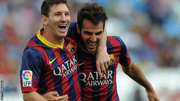 Lionel Messi and Cesc Fabregas