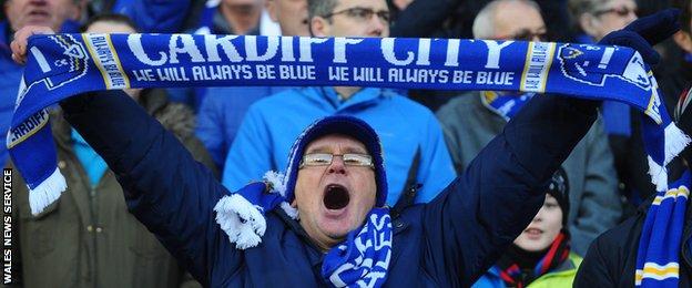 Cardiff fans welcome the return to blue