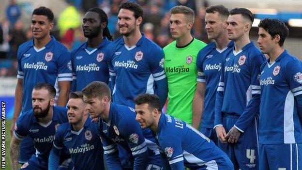 Cardiff City players return to their blue kit