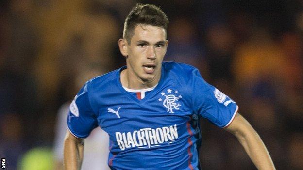 Kyle McAusland in action for Rangers