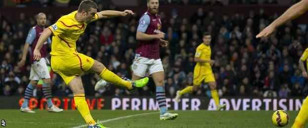 Rickie Lambert scores Liverpool's second at Aston Villa