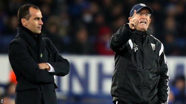 Everton manager Roberto Martinez and West Brom boss Tony Pulis