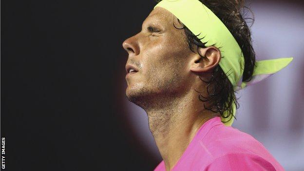 Rafael Nadal of Spain grimaces during his second round match against Tim Smyczek of the United States during day three of the 2015 Australian Open at Melbourne Park.