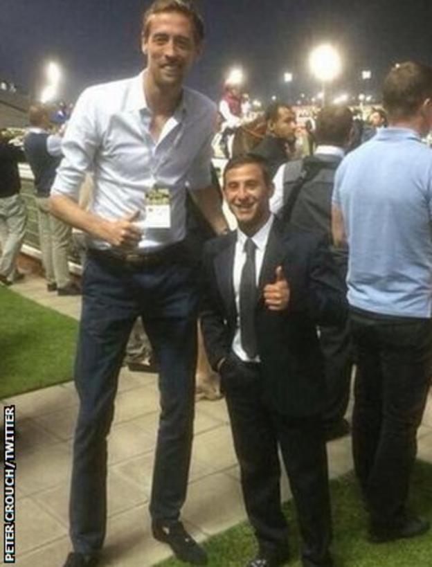 Peter Crouch with jockey Nathan Alison