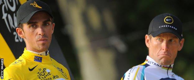 Alberto Contador and Lance Armstrong