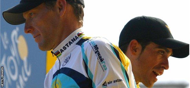 Lance Armstrong and Alberto Contador