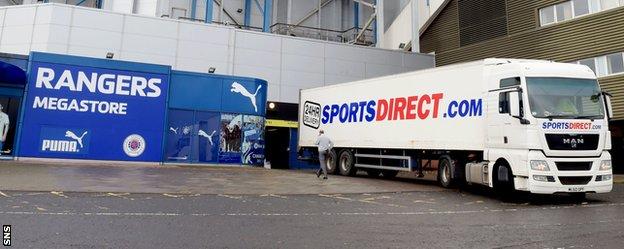 Sports Direct lorry outside Ibrox