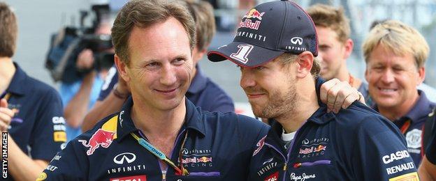 Christian Horner and Sebastian Vettel
