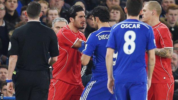 Costa and Can clash after the alleged stamping incident