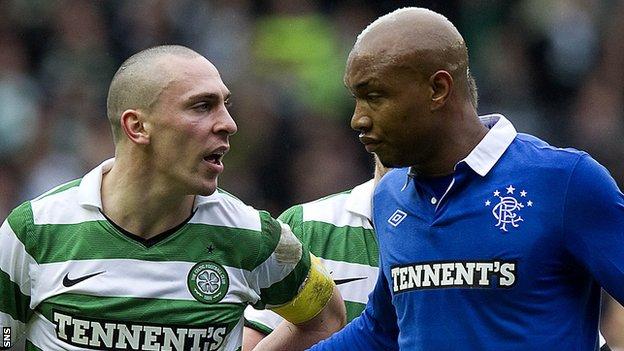 Celtic captain Scott Brown and Rangers' El Hadji Diouf