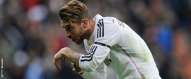 Real Madrid's Sergio Ramos celebrates