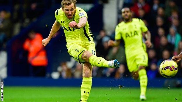 Harry Kane scores against West Brom