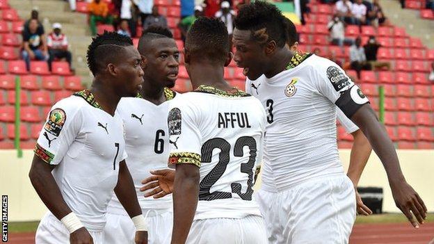 Ghana players celebrate during their win over Guinea