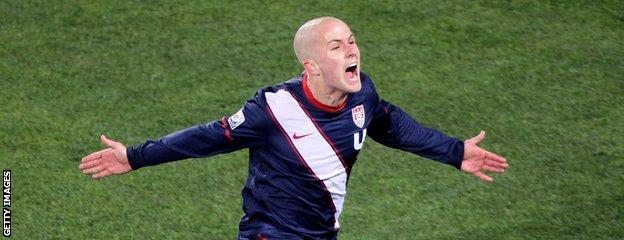 Michael Bradley celebrates a goal for USA at the 2010 World Cup