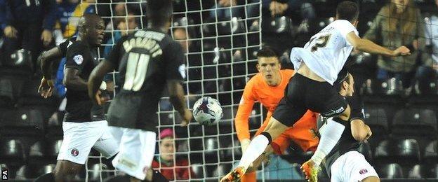 Ivan Calero scores the winner against Charlton Athletic in the League Cup second-round tie