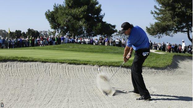 Phil Mickelson in round two at Torrey Pines