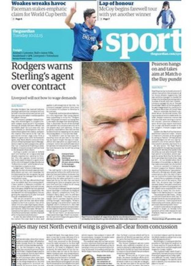 Tuesday's Guardian back page