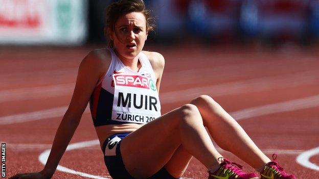 Laura Muir shows her disappointment in Zurich