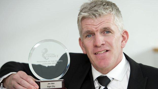 Elgin City manager Jim Weir with his manager of the month award