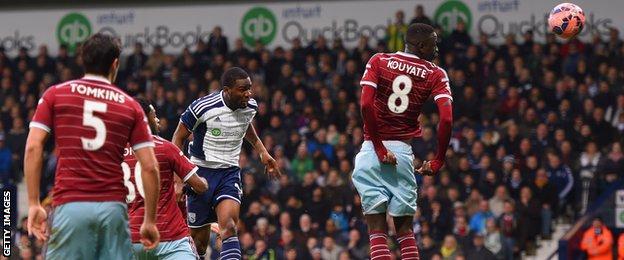 Brown Ideye scores for West Bromwich Albion against West Ham