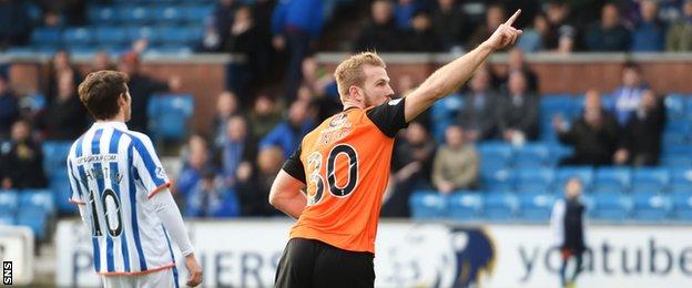 Dundee United's Henri Anier scored his first goal for the club in the first half.