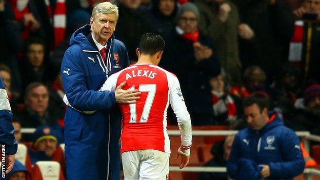 Arsenal's Arsene Wenger and Alexis Sanchez