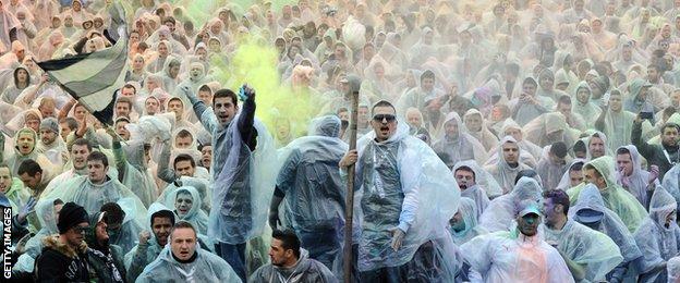 Bordeaux fans with powder